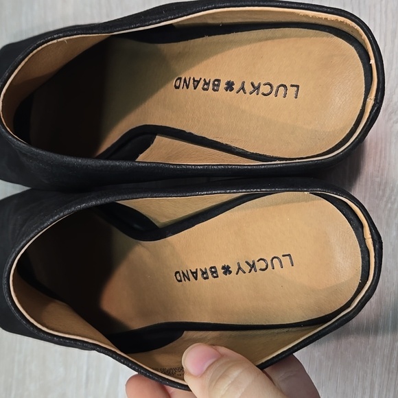 Lucky Brand Women Organza Black Suede Open Toe Mules Heels Sz 9M - Picture 7 of 13